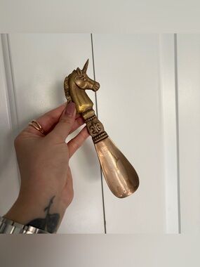 Vintage Brass Unicorn Shoe Horn